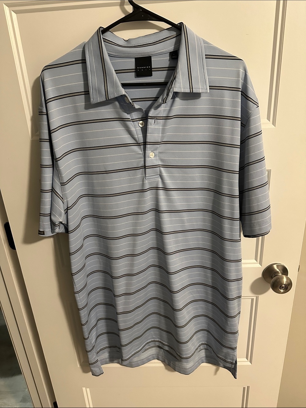 Striped Light Blue Men's Polo Shirt - Classic Short-Sleeve